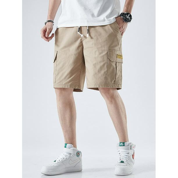 M&S&W Mens Cargo Cotton Summer Multiple Pockets Solid Color Shorts 